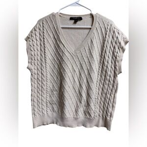 Marc New York Cable Knit Sweater Vest Beige Sleeveless Top Women’s Large